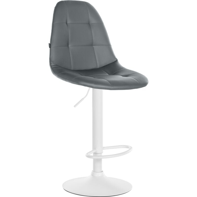 foto del prodotto sgabello da bar elmore in similpelle grigio metallo bianco opaco