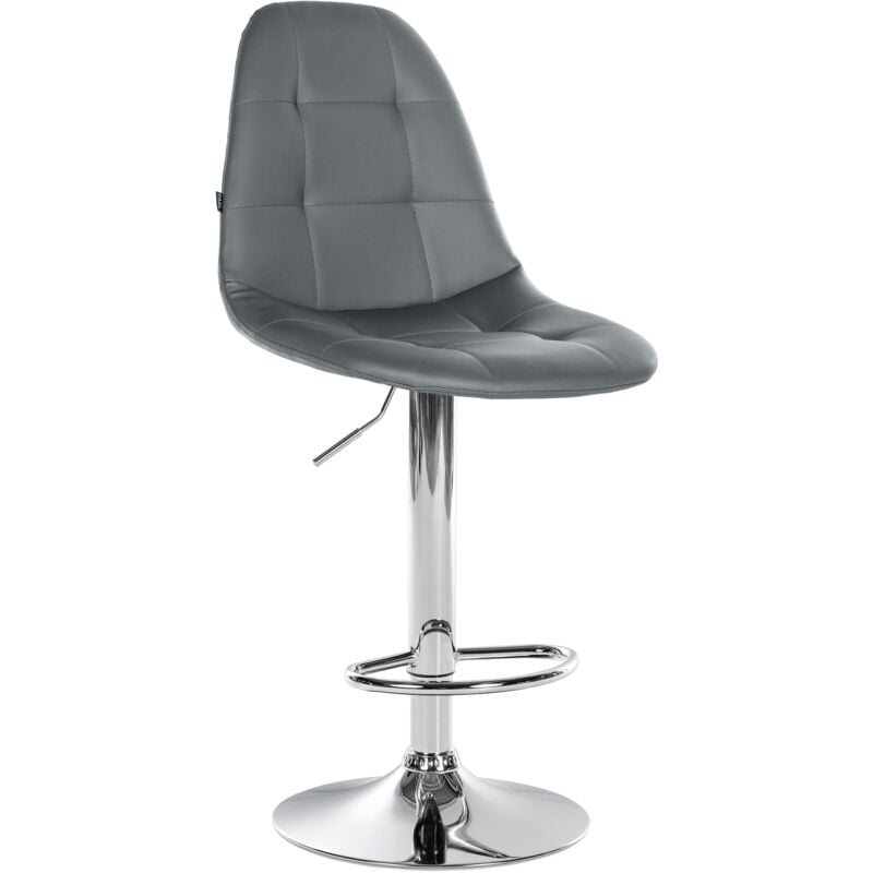 foto del prodotto sgabello da bar elmore in similpelle grigio metallo in look cromato