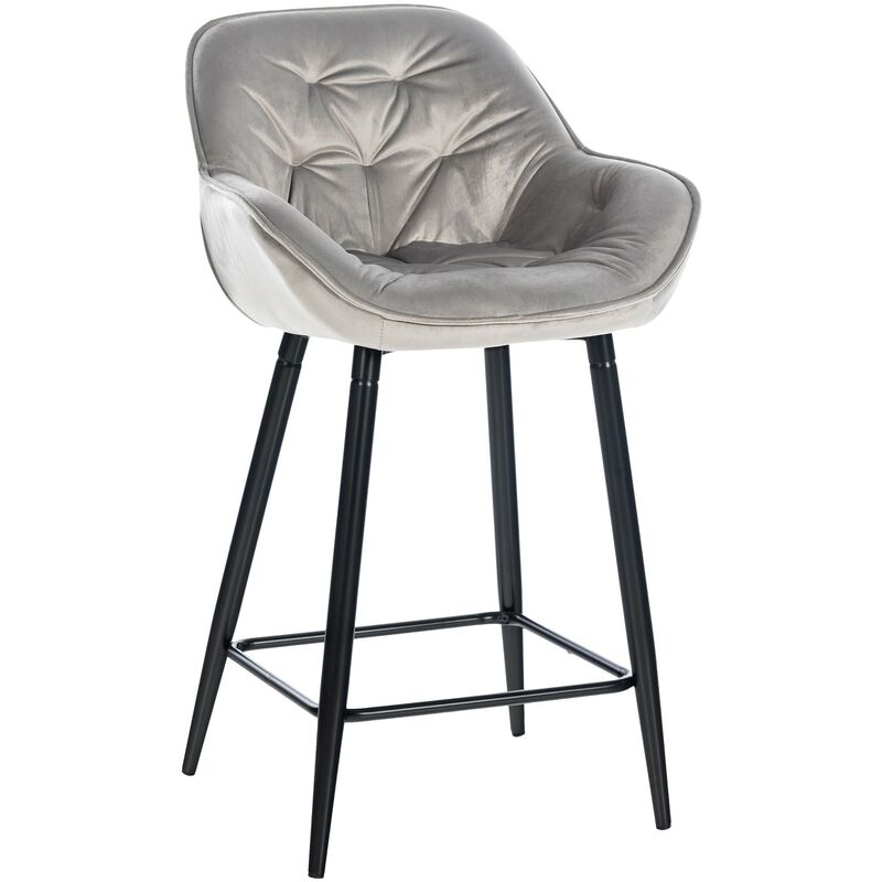 foto del prodotto sgabello da bar gibson in velluto altezza seduta 76 cm grigio