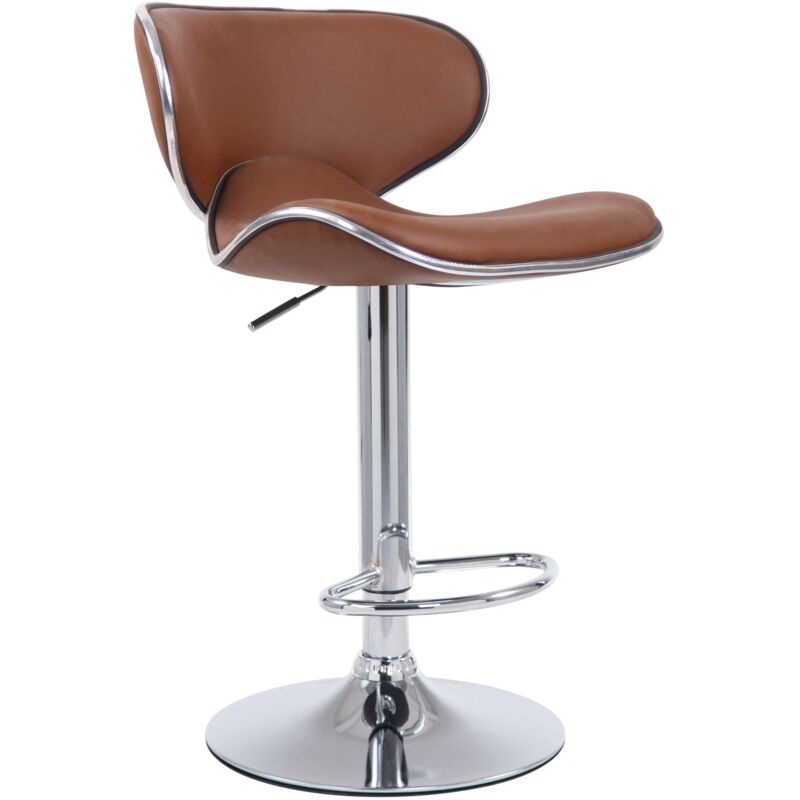 foto del prodotto sgabello da bar girevole x1 design moderno in pvc marrone chiaro supporto in metallo cromato 100005075