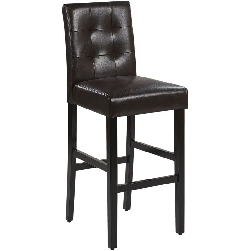 foto del prodotto sgabello da bar in ecopelle marrone imbottita gambe in legno chiaro madison