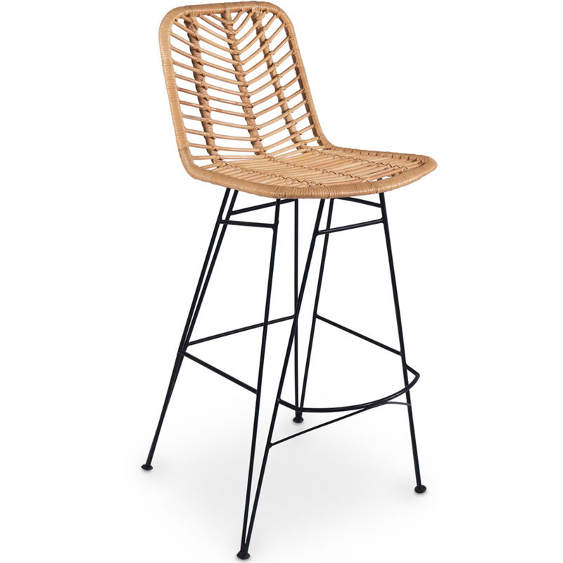 foto del prodotto sgabello da bar in rattan stile boho bali tray naturale