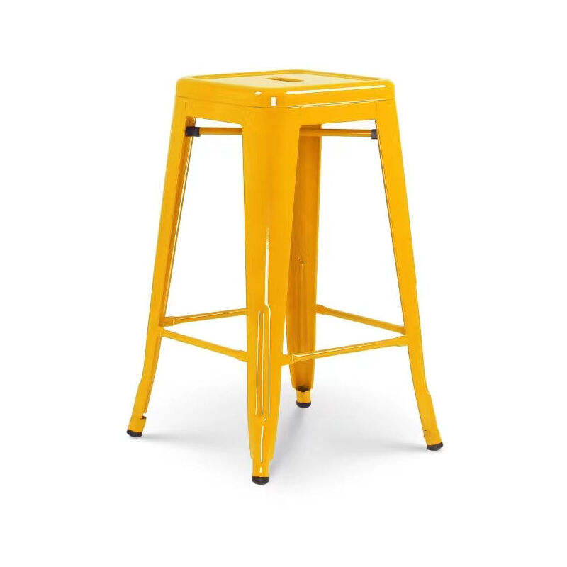 foto del prodotto sgabello da bar in stile industriale giallo lucido altezza 66 cm