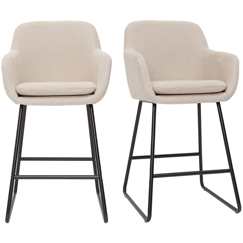 foto del prodotto sgabello da bar in tessuto effetto velluto beige h65 cm set di 2 amika