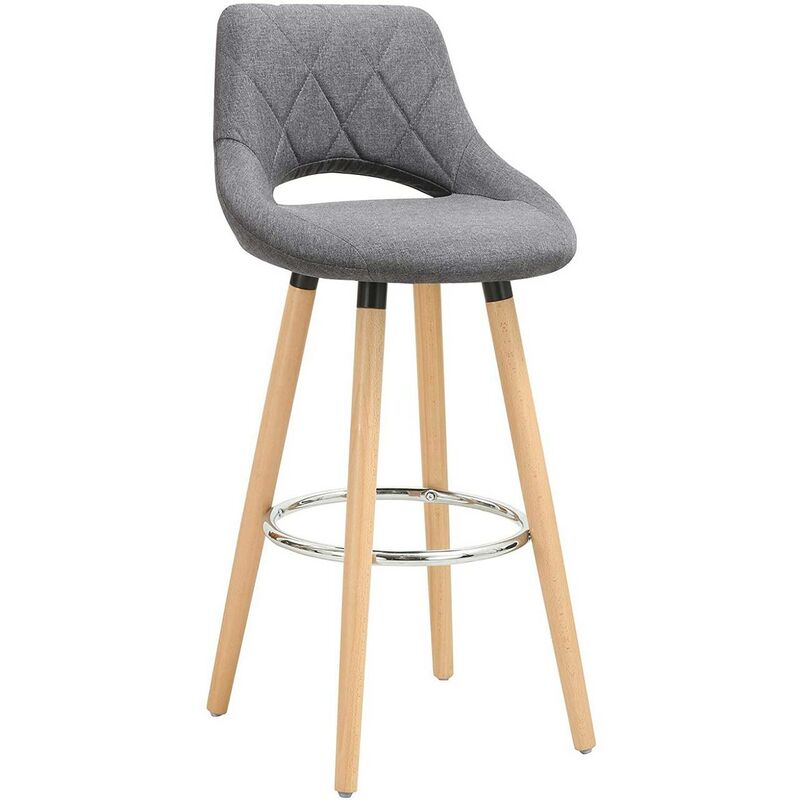 foto del prodotto sgabello da bar per cucina ristorante con poggiapiedi gambe legno massello grigio scuro woltu