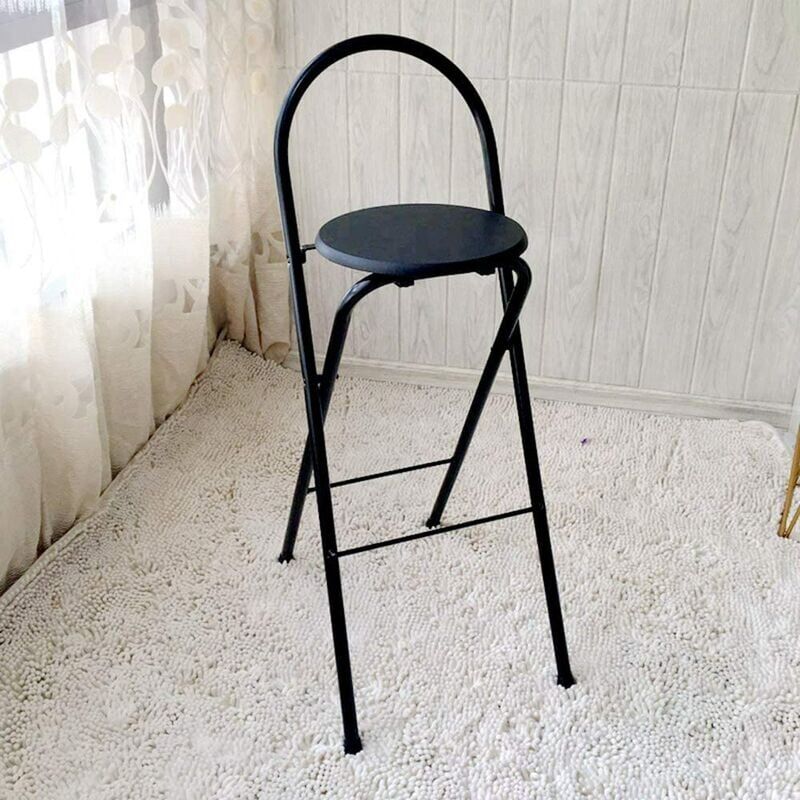 foto del prodotto sgabello da bar pieghevole ymyny da 65 cm, sgabello da cucina con schienale, nero