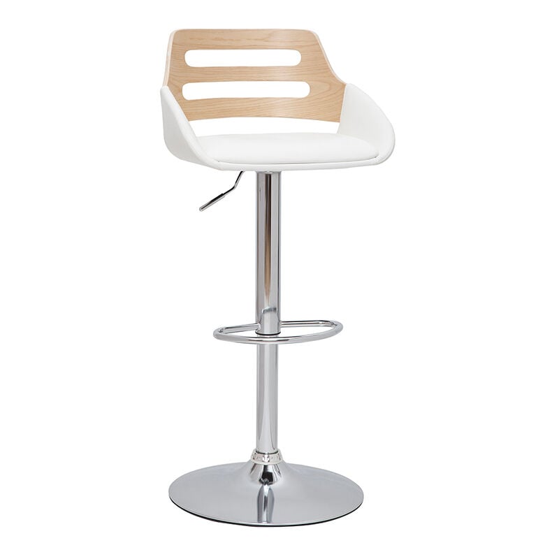 foto del prodotto sgabello da bar regolabile design bianco e rovere pernik