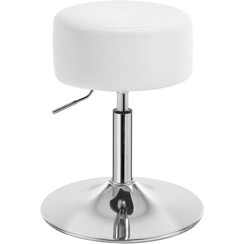 foto del prodotto sgabello da bar regolabile in altezza in similpelle, sgabello da cucina, capacit di carico 100 kg, bianco woltu