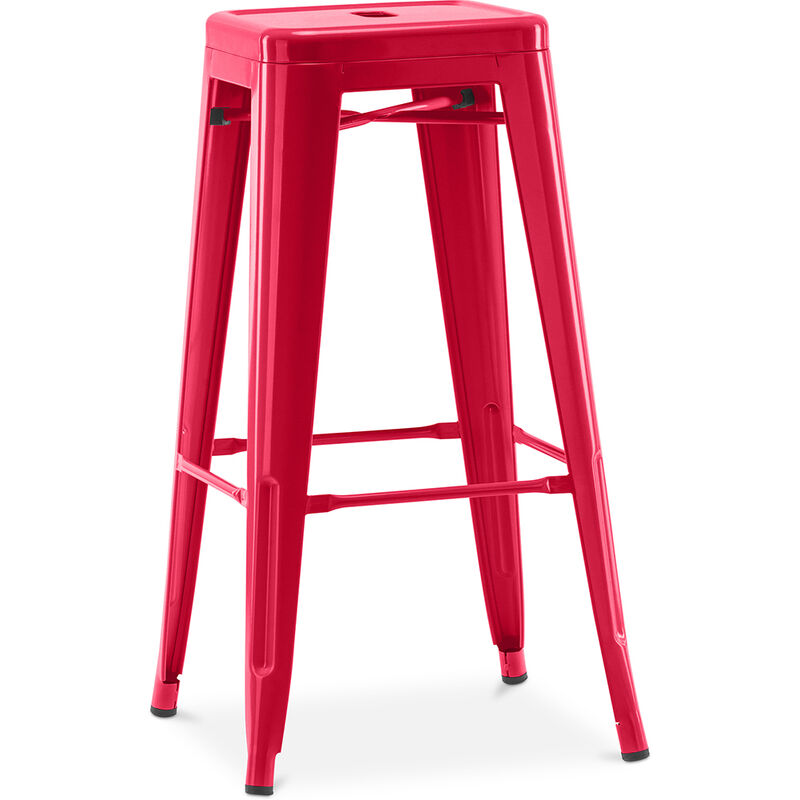 foto del prodotto sgabello da bar stile industriale acciaio 76 cm stylix rosso