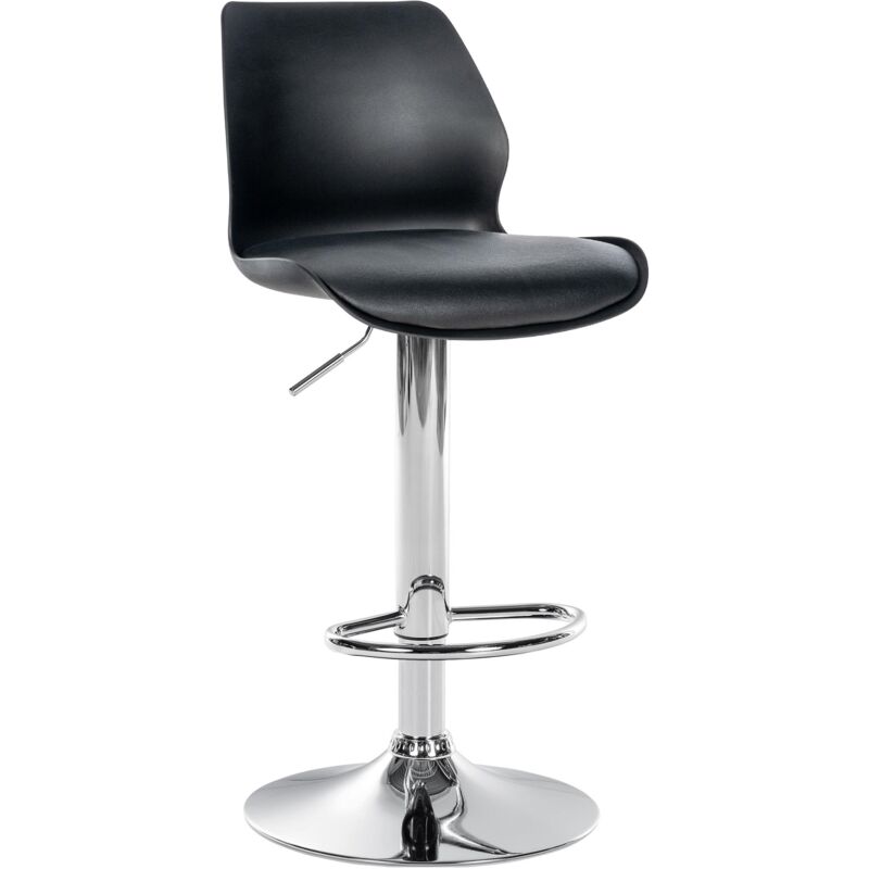 foto del prodotto sgabello da bar x1 con poggiapiedi girevole ad altezza regolabile in pvc nero e metallo 100004904