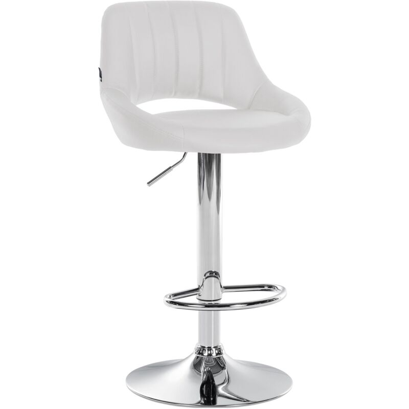foto del prodotto sgabello da bar x1 con poggiapiedi girevole e regolabile in pvc bianco e metallo 100005213