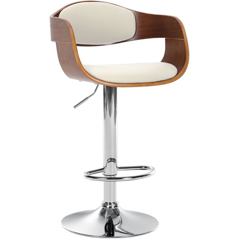 foto del prodotto sgabello da bar x1 design scandinavo in pvc bianco e struttura in legno color noce 100005043