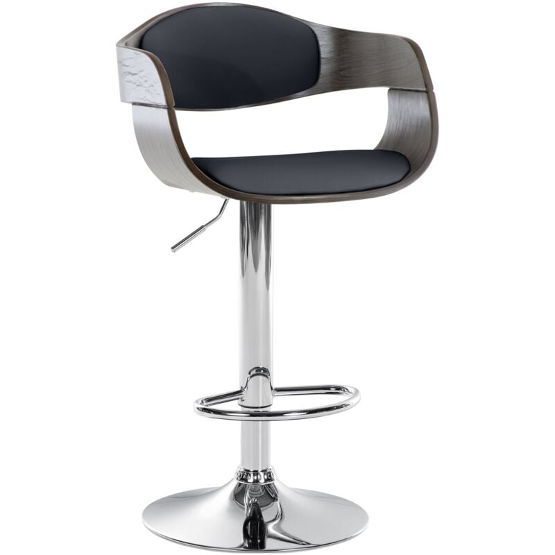 foto del prodotto sgabello da bar x1 design scandinavo in pvc nero e struttura in legno grigio 100005040