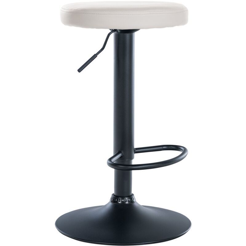 foto del prodotto sgabello da bar x1 design semplice altezza regolabile rivestimento in pvc bianco gambe in metallo nero 100005344
