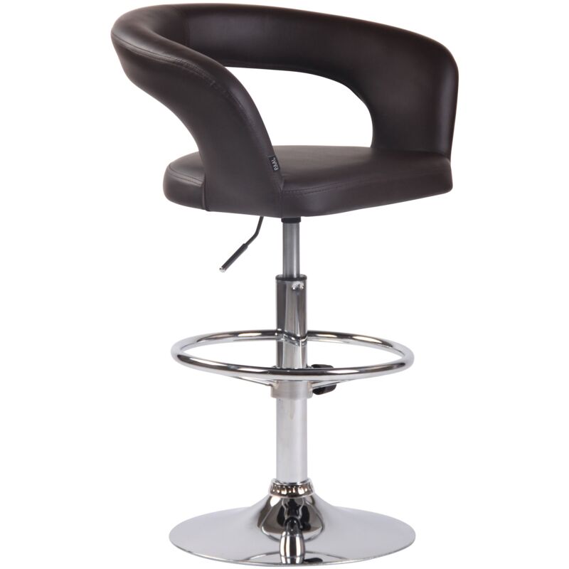 foto del prodotto sgabello da bar x1 moderno seduta in pvc marrone gambe e poggiapiedi in metallo cromato 100004992