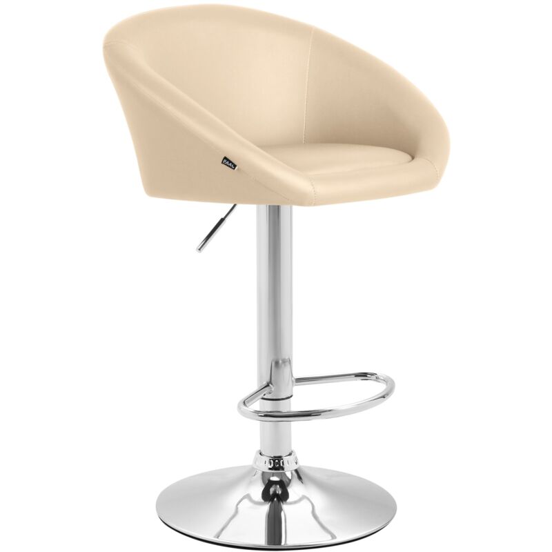 foto del prodotto sgabello da bar x1 regolabile e girevole con schienale arrotondato in pvc crema, base in metallo cromato tdb10805