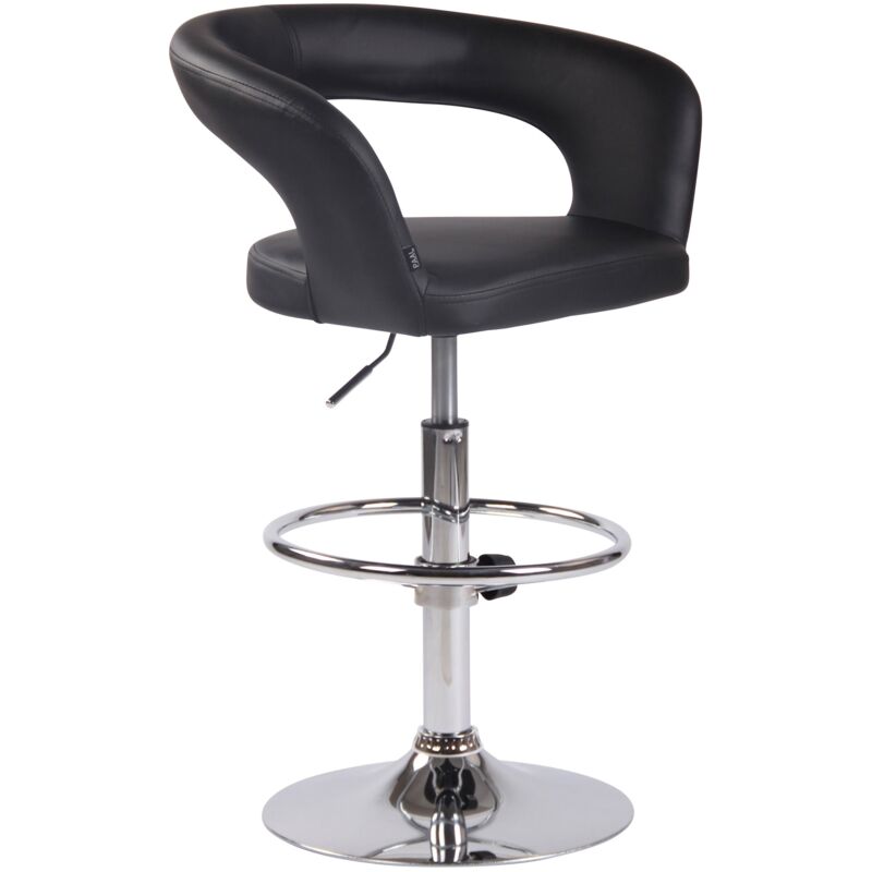 foto del prodotto sgabello da bar x1 seduta moderna in pvc nero gambe e poggiapiedi in metallo cromato 100004988