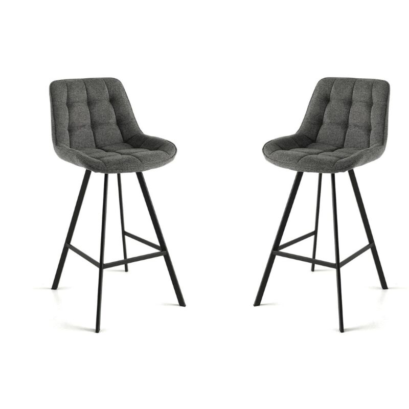 foto del prodotto sgabello da cucina in tessuto grigio fumo gambe metallo friedic set 2 pz