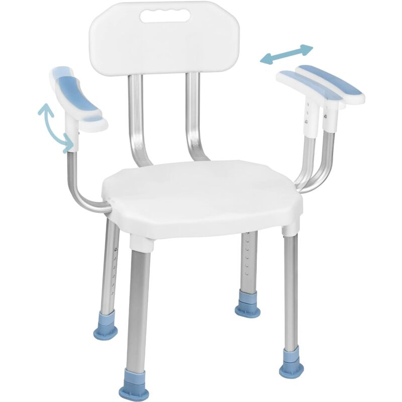 foto del prodotto sgabello da doccia 70 90 cm sedia da doccia regolabile in altezza sgabello da bagno ausilio per doccia sedile da doccia antiscivolo in alluminio e