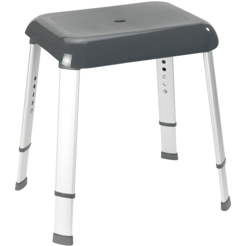 foto del prodotto sgabello da doccia secura premium, altezza regolabile, capacit 130 kg, alluminio plastica, 50,5x42 52x39,5 cm, grigio wenko