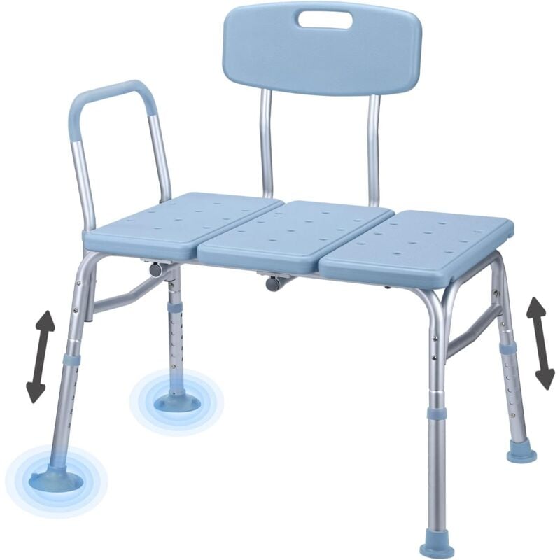 foto del prodotto sgabello da doccia sedile da bagno 85 96 cm sedia da doccia regolabile in altezza per anziani sgabello da bagno antiscivolo con maniglia e schienale