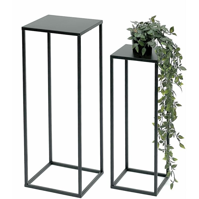 immagine 0 del prodotto sgabello da fiore in metallo nero quadrato supporto per fiori tavolino 96315 set di 2 colonna per fiori supporto per piante moderno sgabello per