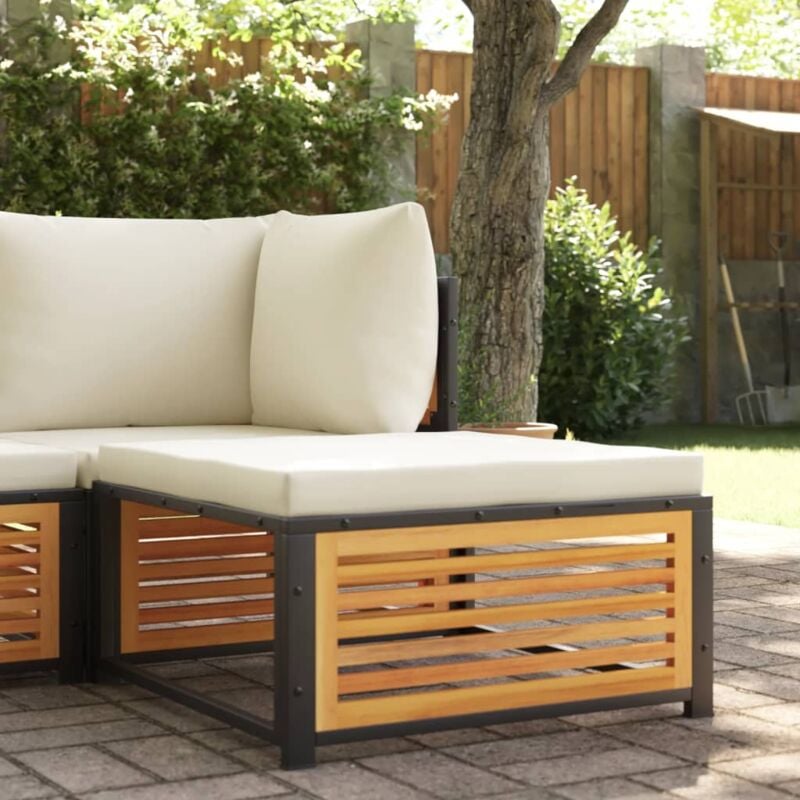 foto del prodotto sgabello da giardino con cuscini 68x68x30 cm massello acacia - vidaxl
