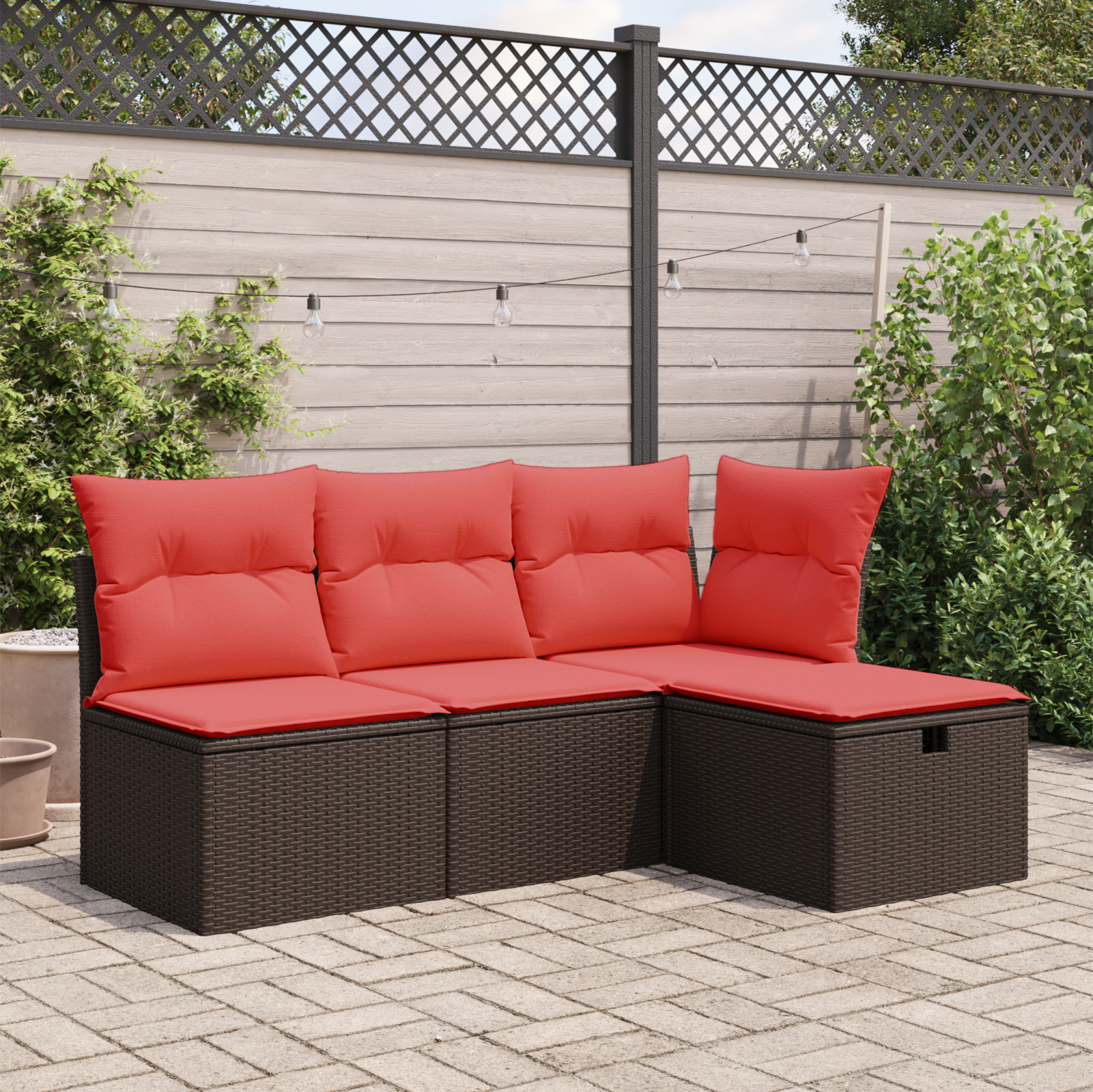 foto del prodotto sgabello da giardino con cuscino marrone 55x55x37 cm in polyrattan vidaxl