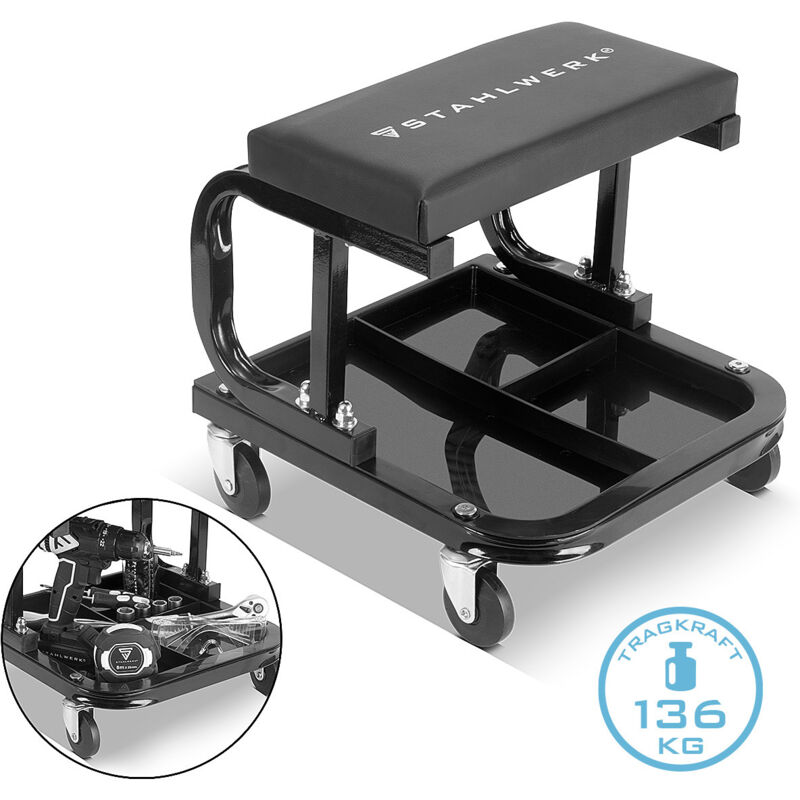 foto del prodotto sgabello da officina wrs 35 st nero con capacit di carico di 136 kg sedile da officina stahlwerk
