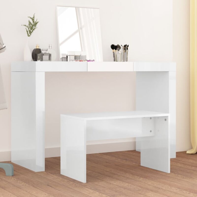 foto del prodotto sgabello da toeletta bianco lucido 70x35x45cm legno multistrato vidaxl