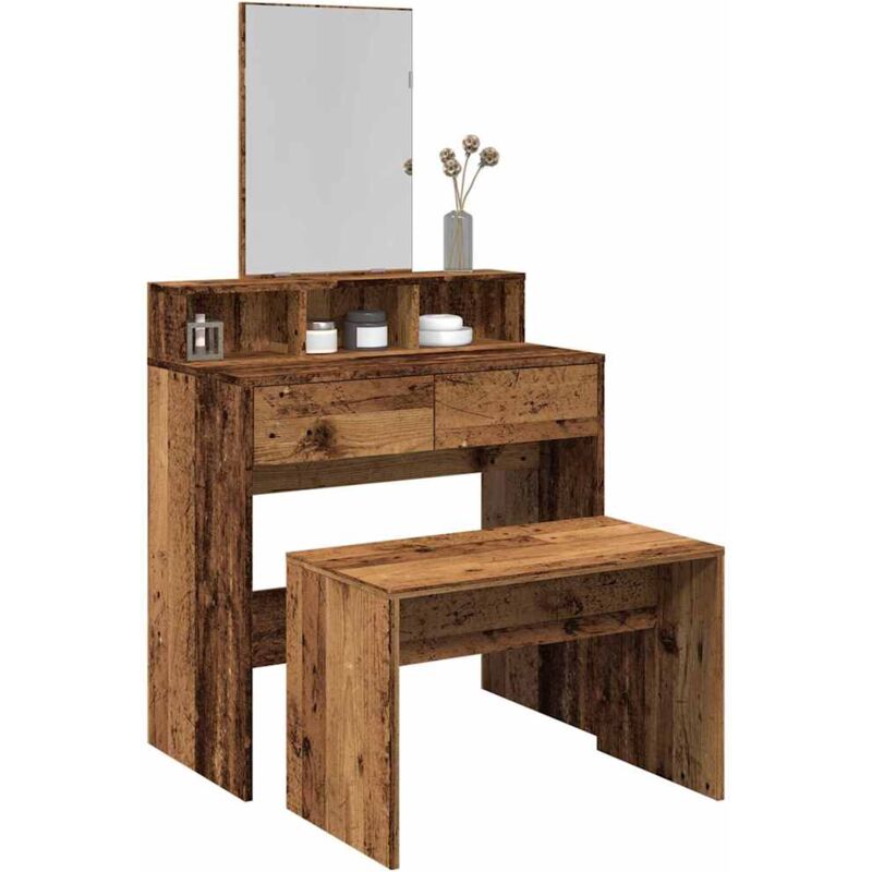 foto del prodotto sgabello da toeletta legno vecchio 70x35x45cm legno multistrato vidaxl