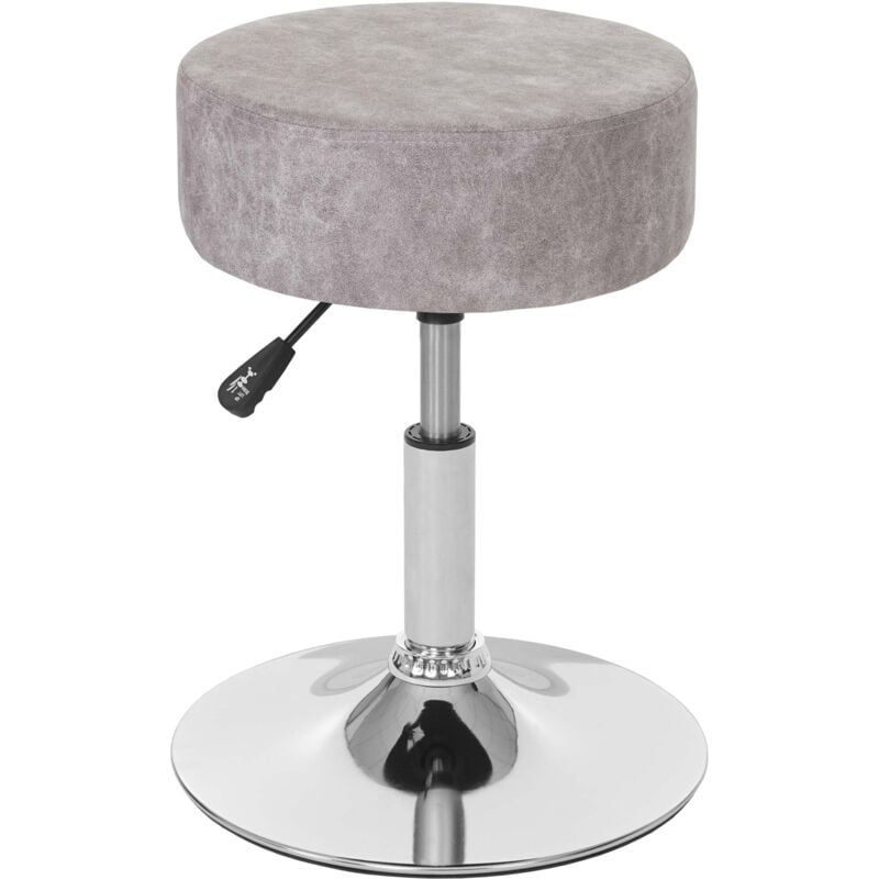 foto del prodotto sgabello da trucco regolabile in altezza 35 cm finto camoscio grigio vintage 040005329
