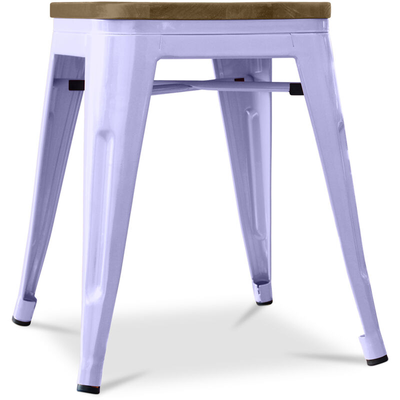 foto del prodotto sgabello di design industriale legno e acciaio 45cm stylix lavanda