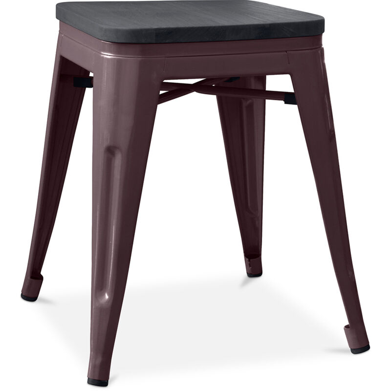 foto del prodotto sgabello di design industriale legno e acciaio 46cm stylix bronzo