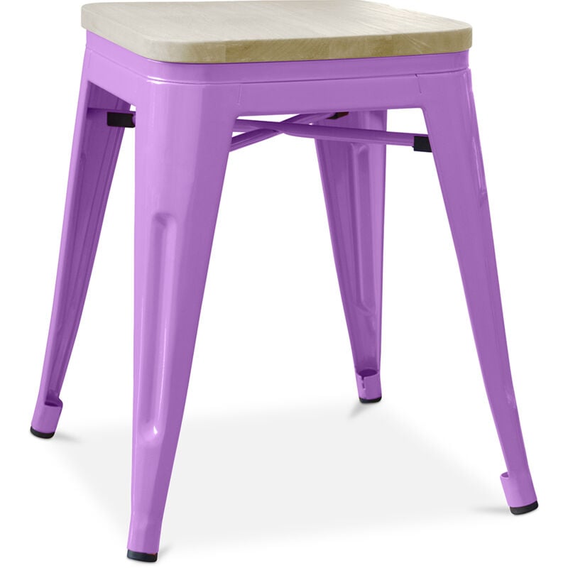 foto del prodotto sgabello di design industriale legno e metallo 45cm stylix viola chiaro