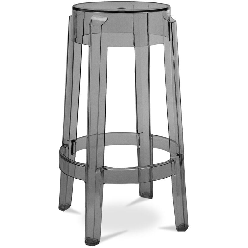 foto del prodotto sgabello di design trasparente 65 cm victoria queen grigio chiaro