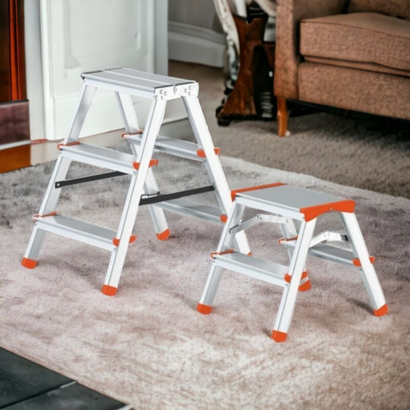 foto del prodotto sgabello domestico in alluminio con piedini antiscivolo tip tap step up 3 gradini