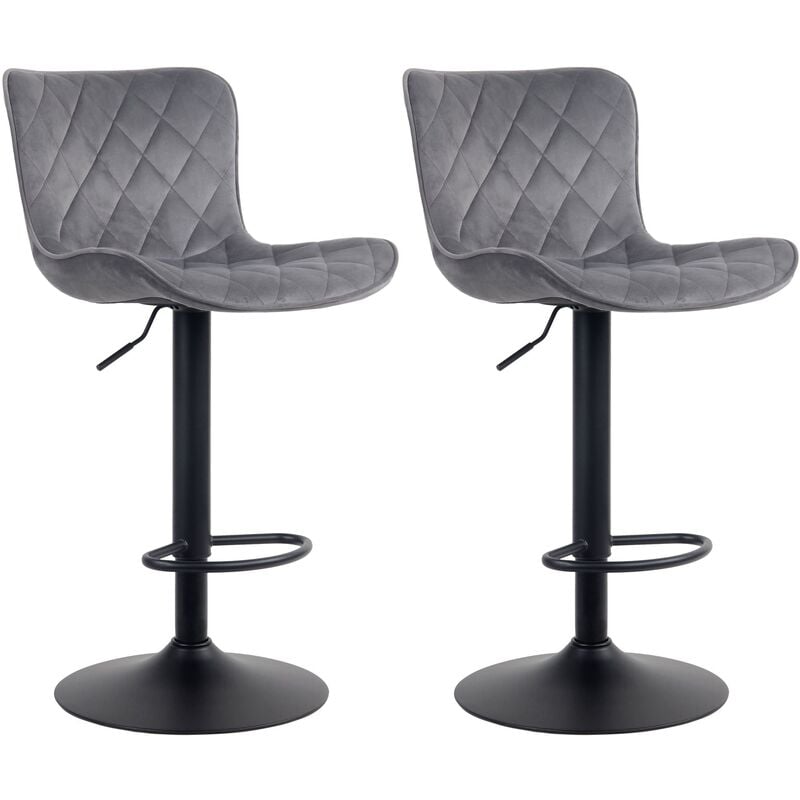 foto del prodotto sgabello emma bar set di 2 grigio scuro velluto