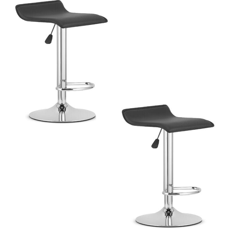 foto del prodotto sgabello fort - ecopelle nera base cromata x 2