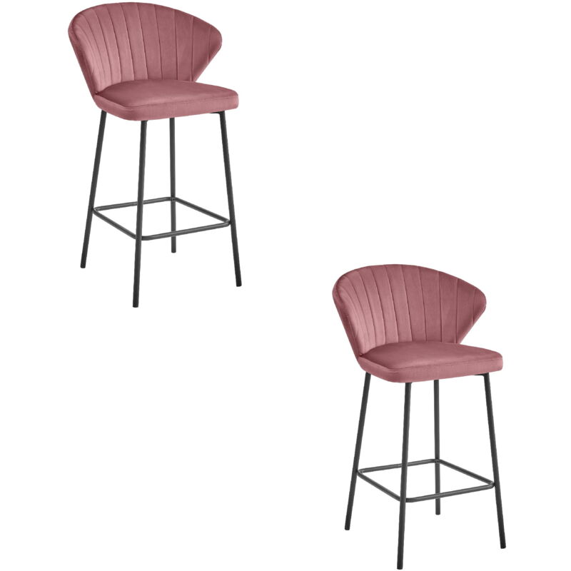 foto del prodotto sgabello gatta velluto rosa scuro gambe nere x 2