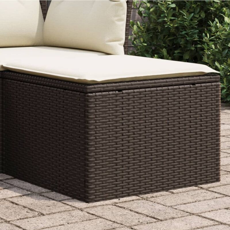 foto del prodotto sgabello giardino con cuscino marrone 55x55x37 cm in polyrattan