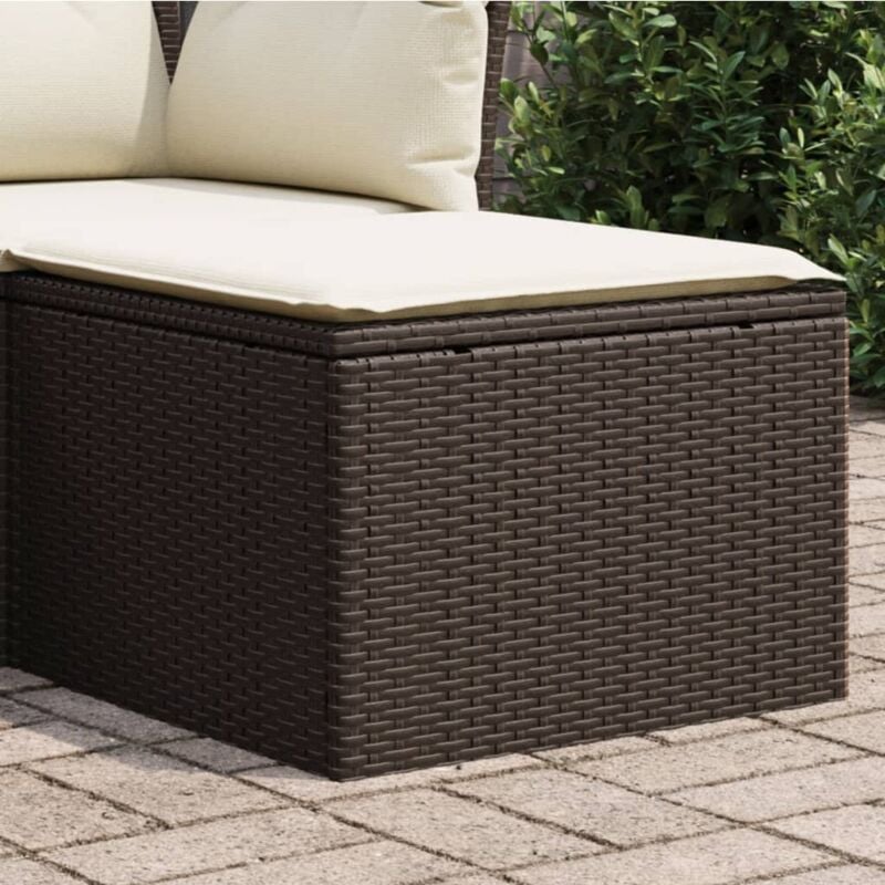 foto del prodotto sgabello giardino con cuscino marrone 55x55x37 cm in polyrattan vidaxl