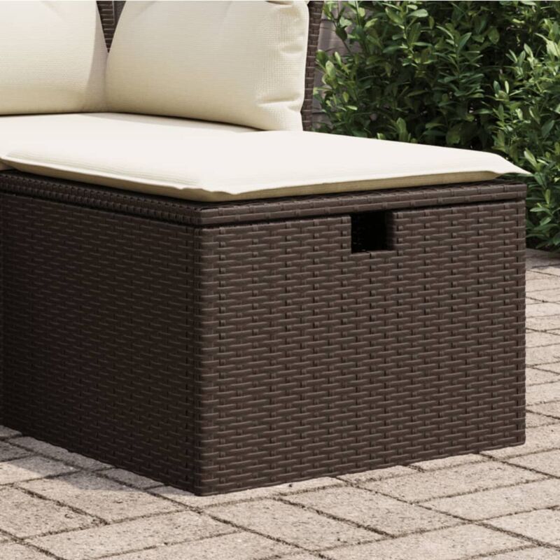 foto del prodotto sgabello giardino con cuscino marrone 55x55x37 cm in polyrattan vidaxl