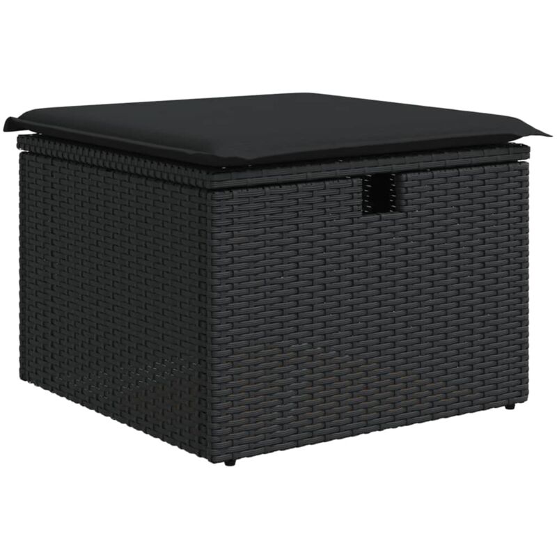 foto del prodotto sgabello giardino con cuscino nero 55x55x37 cm in polyrattan vidaxl