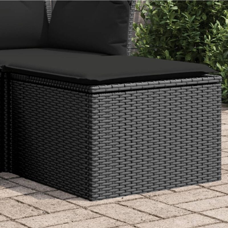 foto del prodotto sgabello giardino con cuscino nero 55x55x37 cm in polyrattan vidaxl