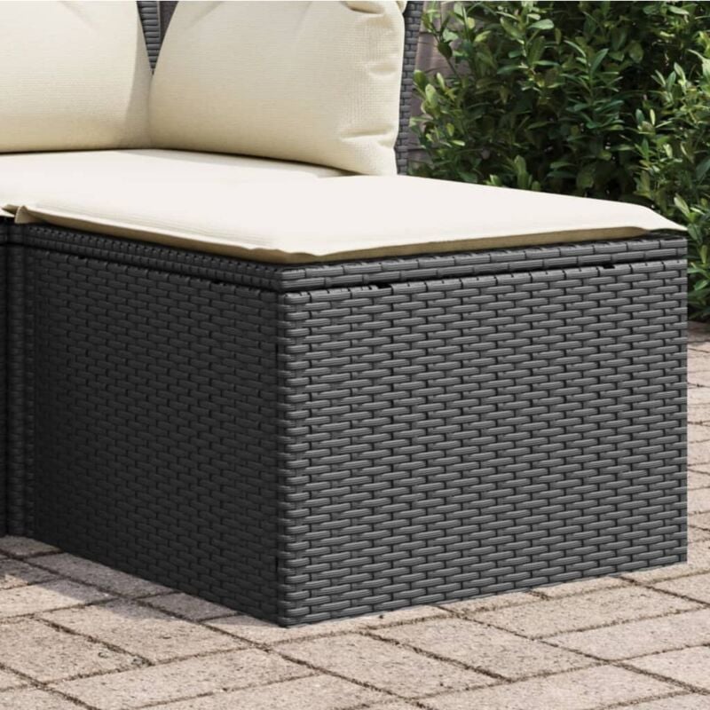 foto del prodotto sgabello giardino con cuscino nero 55x55x37 cm in polyrattan vidaxl