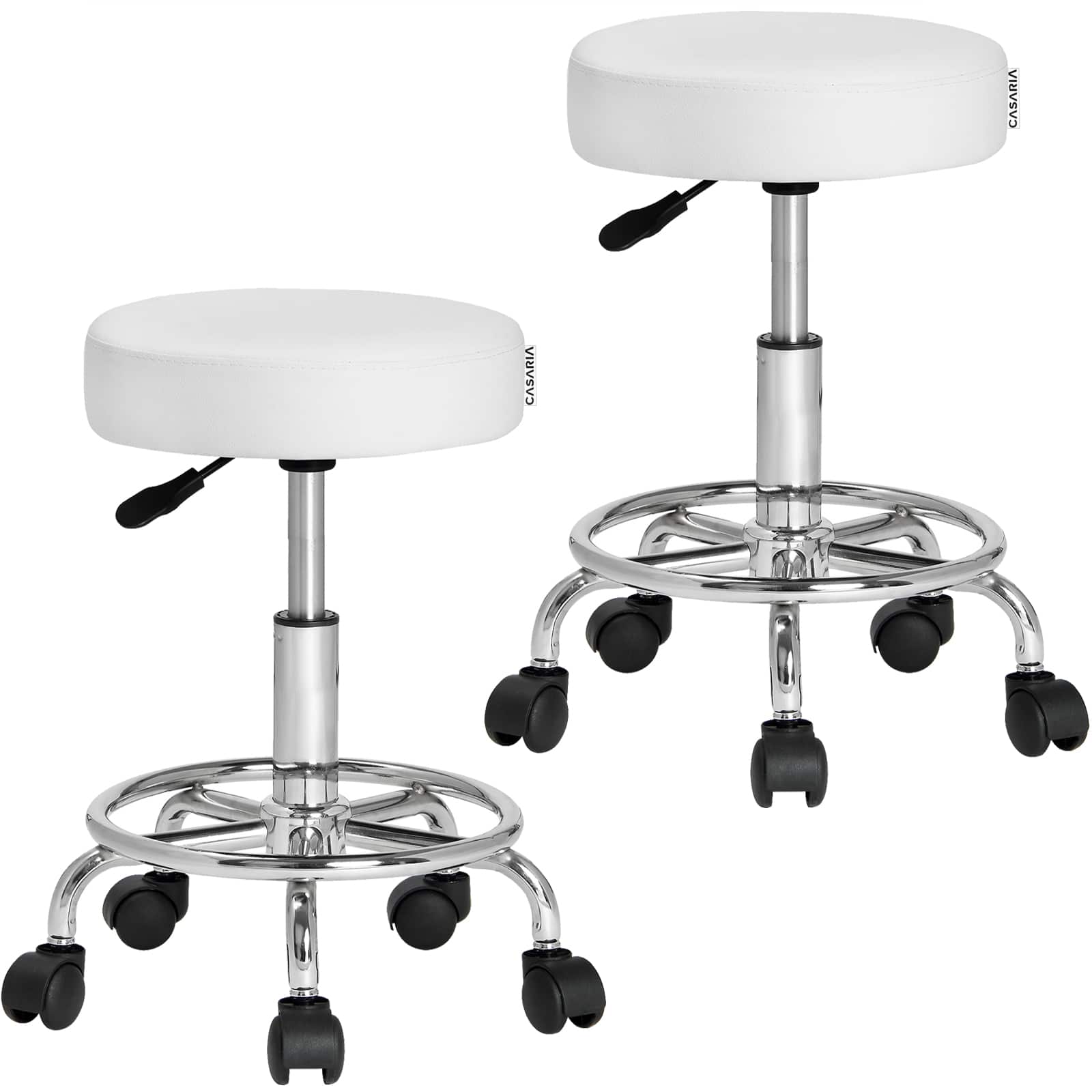 foto del prodotto sgabello girevole 360 set di 2 branco altezza regolabile
