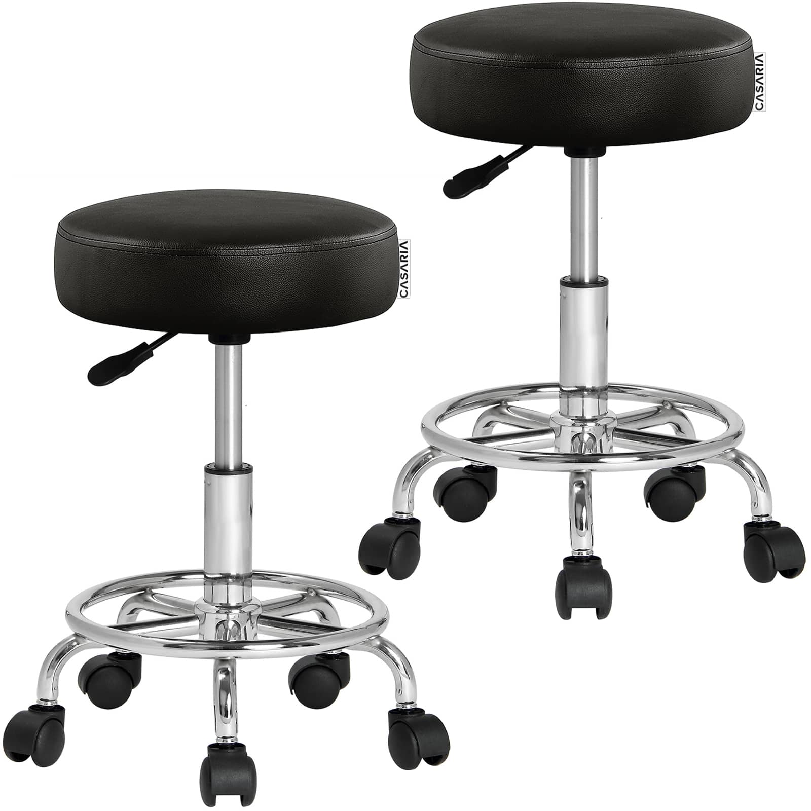 foto del prodotto sgabello girevole 360 set di 2 nero altezza regolabile