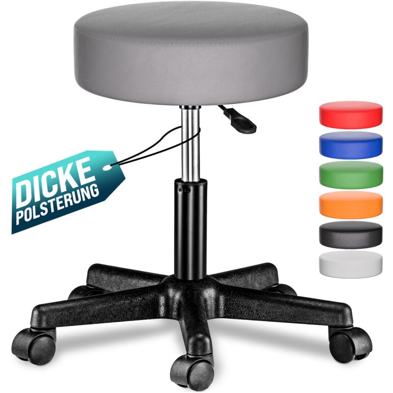 foto del prodotto sgabello girevole 56 x 56 altezza regolabile 46 - 61 cm cm similpelle sedia girevole 360 imbottitura della seduta 10 cm grigio - casaria