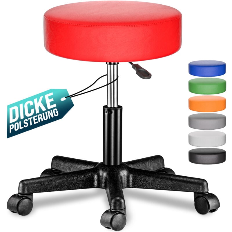 foto del prodotto sgabello girevole 56 x 56 altezza regolabile 46 - 61 cm cm similpelle sedia girevole 360° imbottitura della seduta 10 cm rosso - casaria